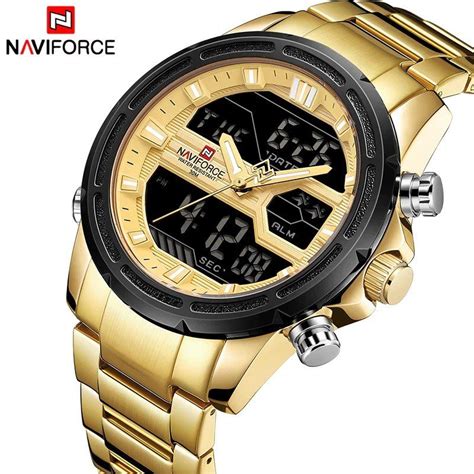 Naviforce Nf S Or Noir Montre Bracelet Analogique Quartz Pour