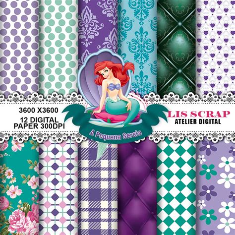 Kit Papel Digital Pequena Sereia 03 Elo7 Produtos Especiais
