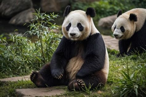 Premium Photo Gorgeous Giant Panda Bear Sitting Down