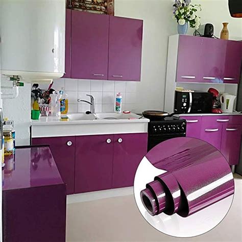 Yenhome 24 X 196 Glossy Purple Vinyl Contact Paper For Cabinets Cover