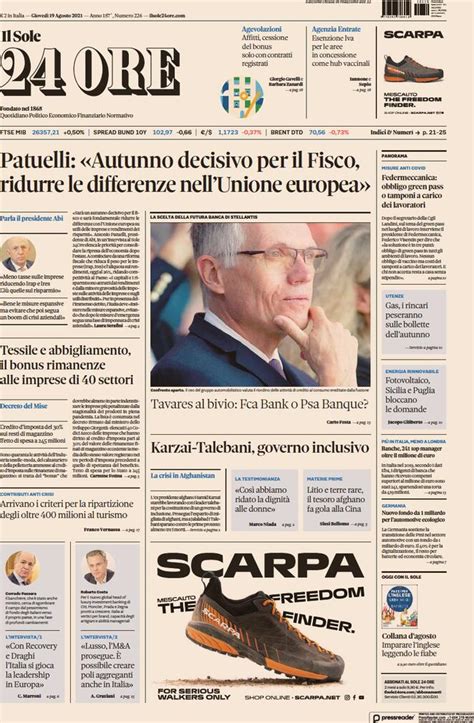 Prima Pagina Il Sole Ore Giornali It