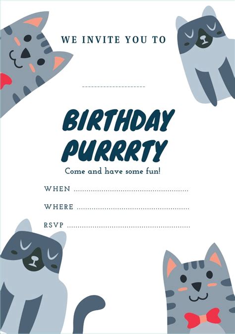 Cat Birthday Invitation Templates Free