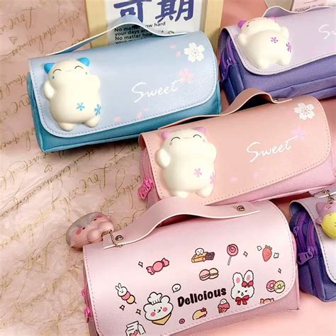 CODCute Cat Decompression Pencil Case Big Pencil Box Portable Girls