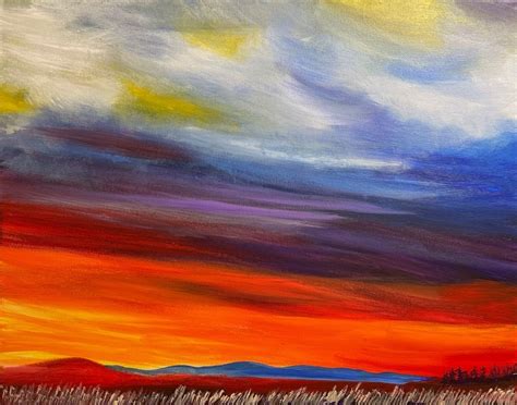 Paint Stunning Orange Sunset Dots And Lines I Your Creative Adventure