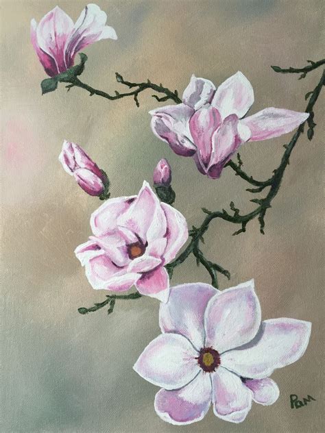 Magnolia Painting Original Art Branch Magnolia Art Magnolia Artwork