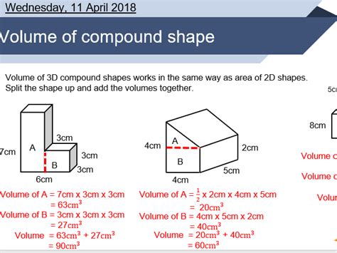 Volume Of Compound 3d Shapes Worksheet