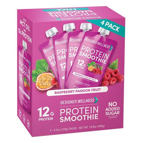 Designer Wellness 12g Protein Smoothie 4 Pk Raspberry Passion Fruit