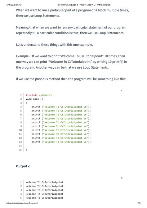 Solution Loop In C Language Types Of Loop In C With Examples Studypool