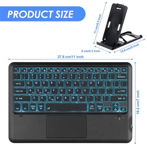 Coastacloud Bluetooth Keyboard With Touchpad Ultra Slim 11 Colors