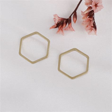 Raw Brass Hexagon Charm Brass Hexagon Earring Pendant Brass Etsy