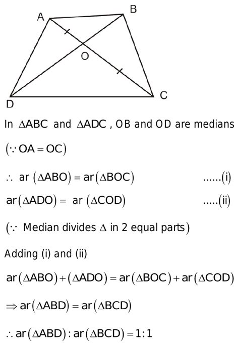 37 In Quadrilateral Abcd Diagonals Ac And Bd Intersect At O Such That Oa Oc Ratio Of Areas Of