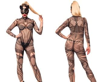 Yakuza Style Tattoo Full Body Catsuit Halloween Costume Etsy