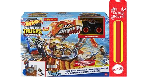Mattel Hot Wheels Monster Trucks Arena Smashers Tiger Spin Out Bestprice Gr