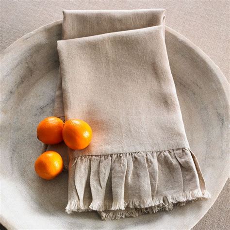 Simple Ruffled Linen Towel Wisteria Knock Off Uncommon Designs