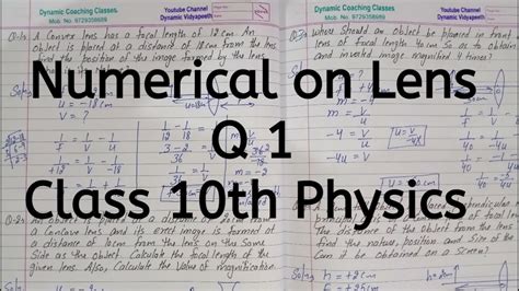 Q Numerical On Lens Chapter Light Reflection And Refraction