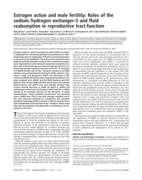 Pdf From The Cover Estrogen Action And Male Fertility Roles Of The