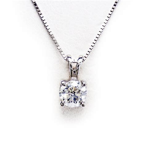 0 51 Ct E F VS2 Round Diamond Pendant 14 Karaat Witgoud Ketting Met