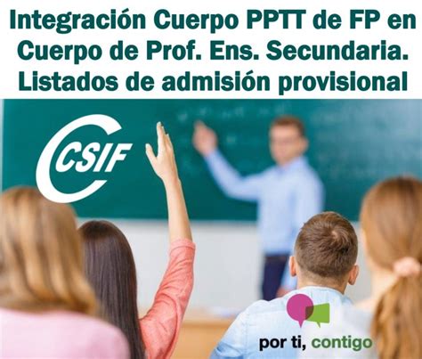 Csif Integraci N Cuerpo Pptt De Fp En Cuerpo De Prof Ens Secundaria