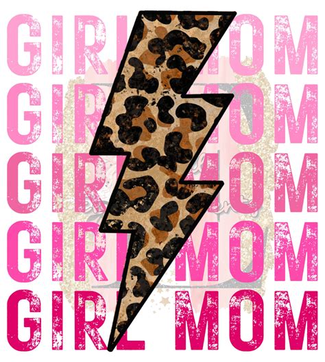 Girl Mom Pink Ombré Leopard Lightning Bolt Sublimation Design Etsy Crafting Shirts Girl Mom