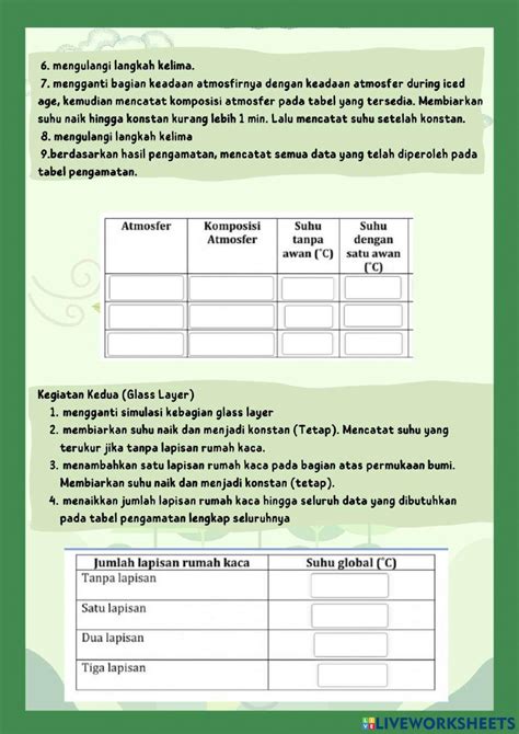 Lkpd Efek Rumah Kaca Online Activity Live Worksheets