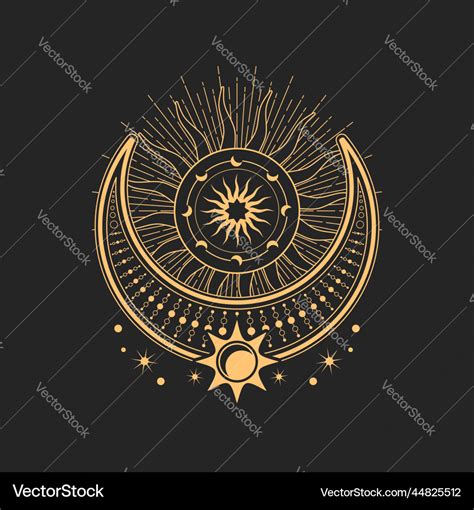 Crescent And Moon Esoteric Occult Symbols Tarot Vector Image