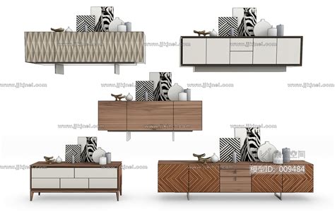 H13 0913现代实木电视柜饰品摆件组合3d模型下载 【集简空间】「每日更新」