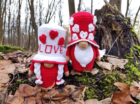 Gnomes Valentine Crochet Gnome Amigurumi Pattern Valentines - Etsy