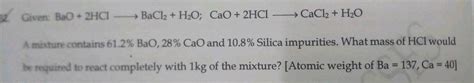 Calculate The Percent Of Bao In G Of A Mixture Of Bao And Cao