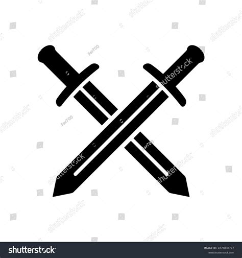 Crossed Swords Icon Black Silhouette Front Stock Vector Royalty Free