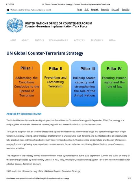 Un Global Counter Terrorism Strategy Pdf Counter Terrorism United