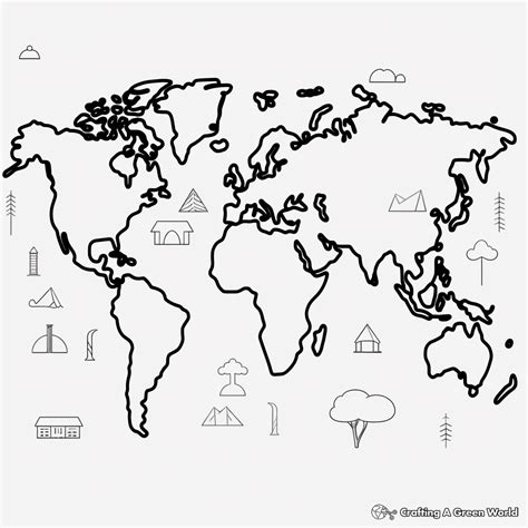 World Map Outline Countries Color