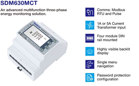 Eastron Sdm Mct V Electricity Meter Or Phase Modbus Rs Rtu