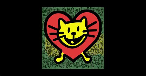 Funny Keith Haring Happy Cat Lover Keith Haring Sticker TeePublic