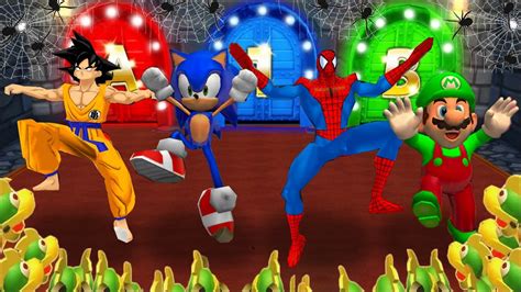 Mario Party Minigames Goku Vs Sonic Vs Spider Man Vs Mario Master