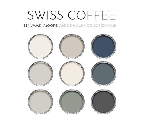 Swiss Coffee Benjamin Moore Paint Palette Modern Neutral Cabin Color Scheme Lake House Warm