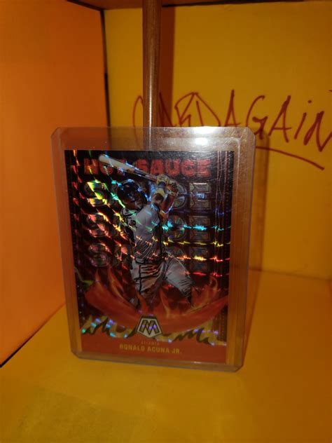 2022 Mosaic Baseball Ronald Acuna Jr Prizm Hot Sauce Card EBay