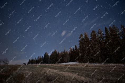 Premium Photo | Night astronomical landscape with starry winter sky