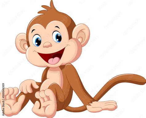 Cute Monkey Cartoon Sitting Stock Vector Adobe Stock