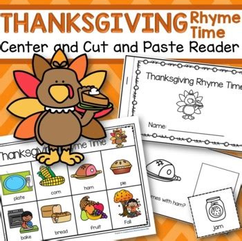 Thanksgiving Rhyming Words Matching Center And Emergent Reader Cut And