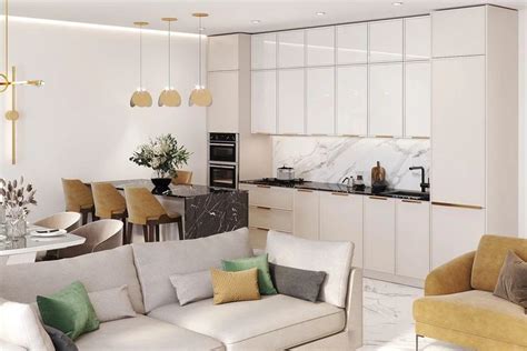 Кухня-гостиная с островом. Светлая кухня. | Small apartment interior ...