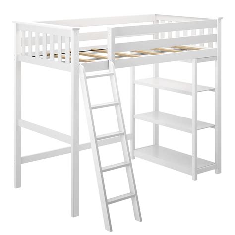 Buy Max Lily Solid Wood Twin Size High Loft Bed With Bookcase White