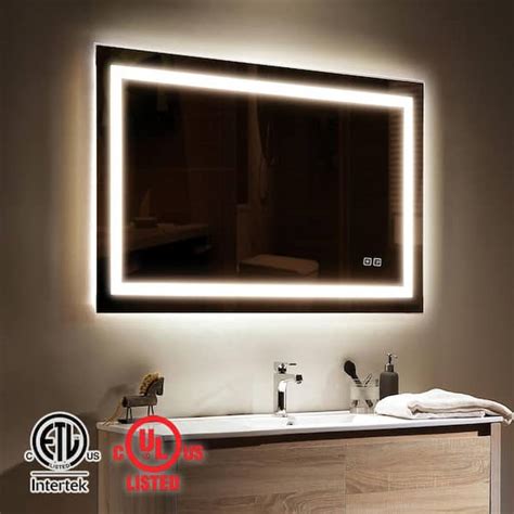 Toolkiss In W X In H Large Rectangular Frameless Anti Fog Led