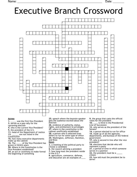 Executive Branch Crossword Wordmint