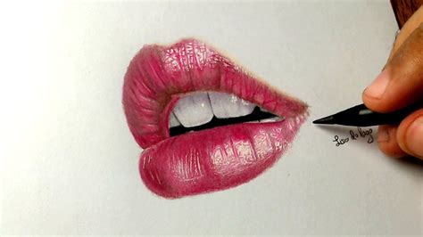 Drawing Realistic Mouth With Colored Pencils Youtube