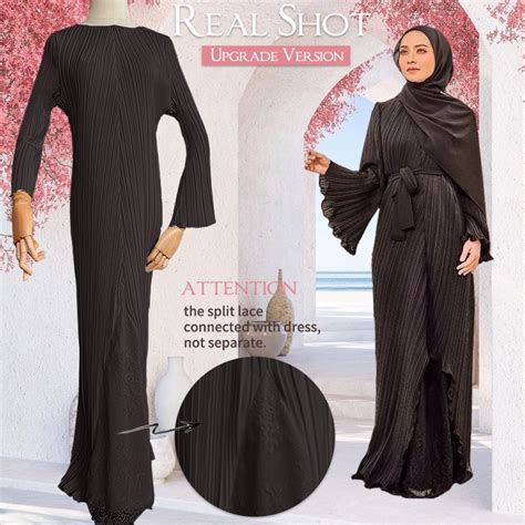 Abaya Robe Jubah Pleated Jubah Muslimah Dress Lace Muslimah PlainJubah