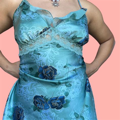 Blue Floral Lingerie Dress Depop