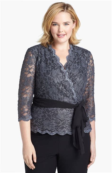 Alex Evenings Lace Faux Wrap Blouse Plus Size Nordstrom