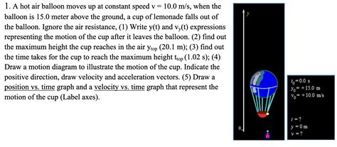 Solved 1 A Hot Air Balloon Moves Up At Constant Speed Chegg