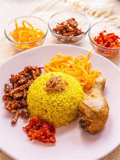 Easy Indonesian Yellow Rice Nasi Kuning In A Rice Cooker Yellow Turmeric Rice Much Butter