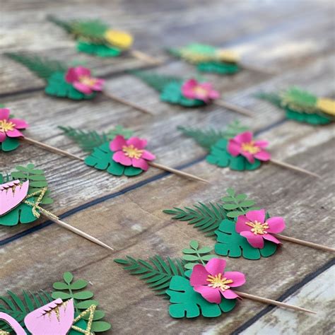 Luau Cupcake Toppers Etsy